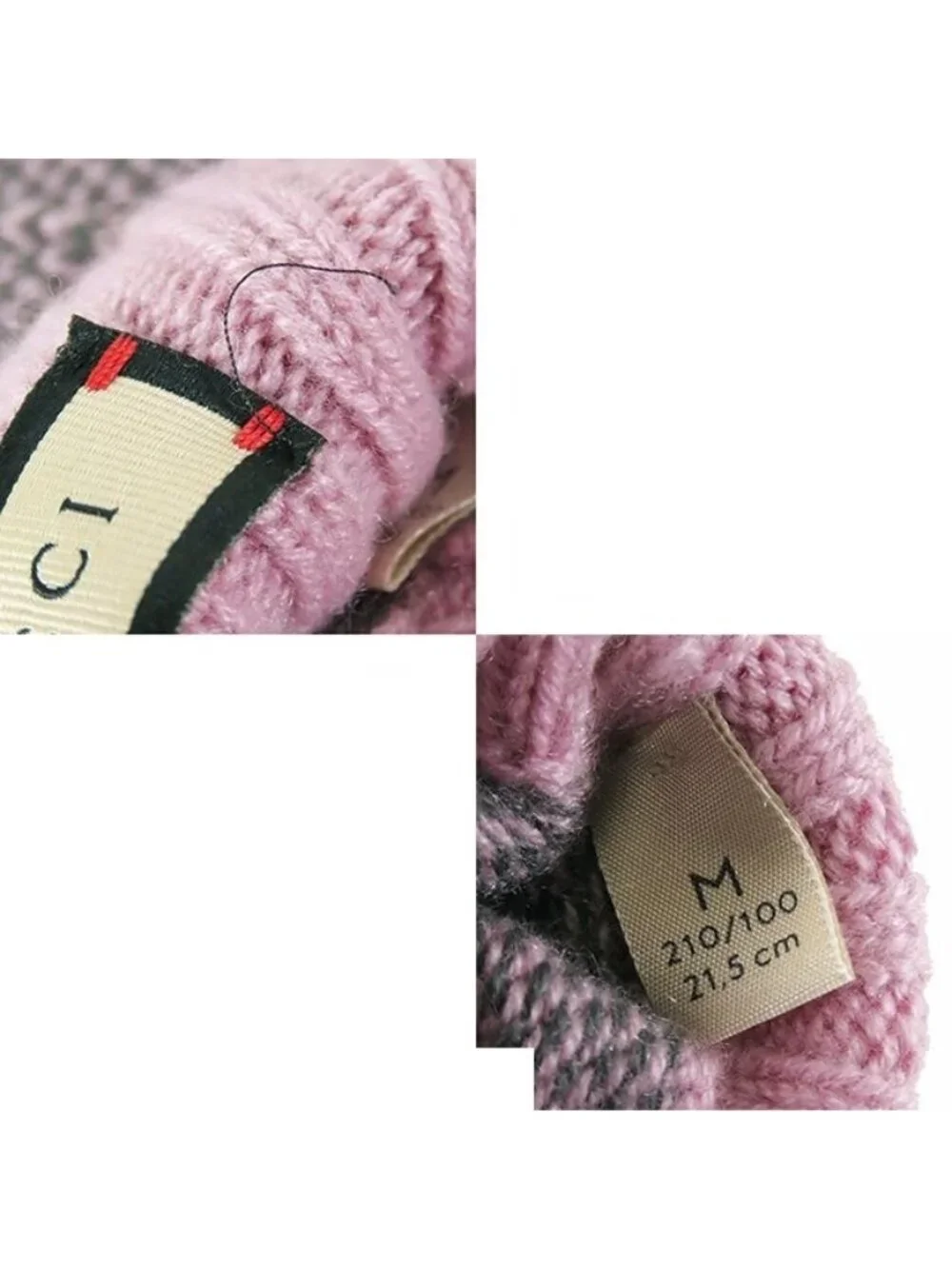 Gucci Fingerless Gloves Pink Gray Cashmere GG Logo